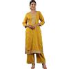 ishin Kurta da donna Zari Work Etnico Poly Silk Straight Kurta, senape, M