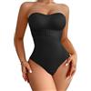 USEASY - Body modellante con controllo della pancia, senza spalline, reggiseno modellante, perizoma, shapewear leggero per donna, nero, Small