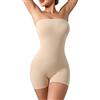 USEASY - Body modellante con controllo della pancia, senza spalline, reggiseno modellante, perizoma, shapewear leggero, beige, 4XL