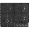 Gorenje Piano cottura a gas, 60 cm, acciaio inox nero, 4 fuochi, controllo frontale, sicurezza completa - GW642AB