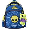 Colourbook Alieno Zaino Asilo Scuola Materna Piccolo Bambini 9 Litri | Spallacci imbottiti, Schienale EVA foam, Tasche ed elastico porta borraccia, Peluche 10 cm omaggio, Misura 25x30x12 cm