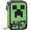 Franco Cosimo Panini MINECRAFT - Astuccio Scuola Ufficiale Minecraft, Astuccio 3 Scomparti Bambini e Ragazzi con Set Cancelleria Incluso, 5 Etichette Adesive Portanome e Pratica Chiusura a Zip, 13x20Hx7 cm