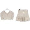 SANDRO Linda / Claudelle Set Donna S/L Crop Broderie Anglaise Ruffle 2 Pezzi