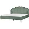 Beliani Letto matrimoniale in velluto verde con testiera e gambe in metallo 180 x 200 cm
