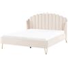 Beliani Letto con rete in velluto beige 180 x 200 cm gambe in metallo testata retro capitonné