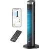Pureborne Ventilatore a Torre Silenzioso 23 dB, 91,4 cm, Smart Ventilatore da Pavimento con Oscillazione 90°, 4 Velocità e 4 Modalità, Timer 12H, per Camera da Letto, Nero - 1 Pack + 4 modalità