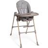 Chicco Polly Essential Seggiolone Pappa Evolutivo per Bambini da 0 Mesi a 15 KG, Reclinabile in 3 posizioni, 7 Livelli di altezza, Chiusura Compatta, Tessuto in poliestere riciclato, Grigio Chiaro