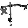Techly 624421 Supporto da Scrivania per 2 Monitor 13-27 a Morsetto o Vite Passante Nero