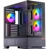 Okinos Aqua 6 Infinity, Case PC ATX, 3 ventole Infinity ARGB PWM da 120 mm preinstallate, supporto radiatore da 360 mm, design galleggiante, porta Type-C da 10 Gbps, case per computer con vista