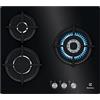 Electrolux KGE6633NOK Piano cottura a gas da 60 cm e 3 zone, Zona Wok, comandi anteriori, calore istantaneo, auto-accensione elettronica, termocoppia di sicurezza, include iniettori per scambio, nero