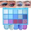 Teekerwang 15 Colors Green Matte Eyeshadow Blue Purple Eyeshadow Palette, Highly Pigmented Shimmer Metallic Eye Shadow Pallets, Long-lasting Waterproof Make up Pallet for Women (Blue.)