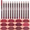 Teekerwang 12Pcs Nude Matte Lip Liner Crayon Pencil Set, Thick 24 Hour Long Lasting Waterproof Lip Liner Pencil, Matte Lipstick and Lip Crayon Pen for Women (A Set)
