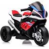 Moto Elettrica per Bambini 18-60 Mesi 12V BMW HP4 Sedile Pelle Musica USB Luci R