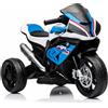 Moto Elettrica per Bambini 18-60 Mesi 12V BMW HP4 Sedile Pelle Musica USB Luci B