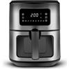 Karaca Multifry Inox XXL 6,5 litri Airfryer con finestra digitale in vetro, friggitrice ad aria calda, tecnologia di circolazione dell'aria a 360 gradi, 8 funzioni di cottura con tempo di cottura,