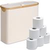 Relaxdays Contenitore per Carta igienica, 12 Rotoli, HxLxP: 38 x 43 x 17 cm, Tessuto, bambù, Porta