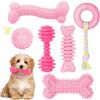 CGBD Giocattoli per cuccioli, confezione da 6 giocattoli da masticare per cuccioli, giocattoli da masticare per cani di piccola taglia rosa, giocattoli per dentizione per cuccioli, giocattoli