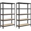 SONGMICS Set di 2 Scaffali in Metallo, Scaffalature a 5 Ripiani Regolabili, Senza Viti, Scaffale Salvaspazio per Garage, Magazzino, Portante 750 kg, 60 x 120 x 200 cm, Nero GLR060B02