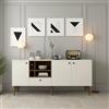 Dmora Credenza Merope 180x35x81h cm Bianco Crema 4 Ripiani un Cassetto, Madia 3 Ante