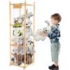 Tokenhigh Contenitore per animali di peluche, in legno, 136 x 40 x 40 cm, con ruote girevoli a 360°, per bambini, per camera dei giochi, cameretta dei bambini, camera da letto