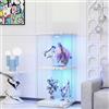 KSFASHZ 360° Girevole Vetrina Soggiorno con LED, Vetrinetta in Vetro 2 Ripiani, Vetrine in Vetro Vetrina Colonna Espositiva Colonna Vetrinetta Trasparente con LED per Collezionismo, 38x38x82 cm, Bianco