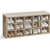 VASAGLE Panca Scarpiera, Scarpiera Ingresso con Seduta Imbottita e 15 Scomparti, Scaffale Porta Scarpe da Ingresso, 30 x 105 x 48 cm, Marrone Cammello e Beige Cappuccino LHS015K03
