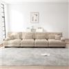Muskel Divano modulare a 4 posti in ciniglia con seduta profonda, comodo divano letto per soggiorno, studio e appartamento, imbottito, marrone chiaro