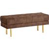 Beliani Panca imbottita Glam Sgabello Pouf Accento Gambe in metallo dorato Motivo solido Marrone