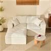 Litbird Divano Angolare Modulare 2 Posti 190 cm, 3 Moduli, Ciniglia, Bianco puro