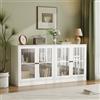 VOWNER Set di 2 credenze con 2 ante in vetro, credenza armadio da cucina con piano di lavoro, credenze, mobile TV, armadio per soggiorno, camera da letto, 40 x 80 x 80 x 2 pezzi