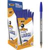 BIC Penne Blu a Sfera, Cristal Large, Punta Media, 1.6 mm, Confezione 50 Penne,