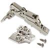 Emuca 1015207 Kit cerniera collo dritto con scodellino Ø35mm 165° chiusura soft e basetta Euro con regolazione eccentrica, Set di 2