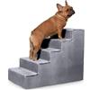 Velora Home&Living VELORA H&L Scala per Cani 5 Gradini Grigio - Struttura in Legno Robusta, Rivestimento in Velluto, Scaletta Antiscivolo per Cani e Gatti, Accesso a Divano e Letto, Portata fino a 80 kg