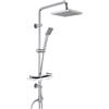 Görbach Colonna Doccia Acciaio Inox senza Miscelatore, Colonna Doccia idromassaggio con Asta Doccia Regolabili e Mensola, Set Doccia a Pioggia con Soffione ABS 20×20 cm Cromo
