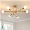 Goeco Lampadario da Soffitto Industrial Attacco E27 6 Luci 70CM, Oro
