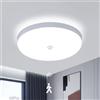Goeco Plafoniera LED Soffitto, 30W IP44 Impermeabile Rotonda Plafoniera Bagno con Sensore di Movimento Rivelatore 6500K Bianco Freddo, Lampadario LED in Acrilico per Bagno, Cucina, Corridoio, Ø24 CM