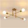 Goeco Lampadario da Soffitto Industrial Attacco E27 4 Luci 70CM, Oro