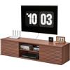 VEVOR Mobile TV Sospeso a Parete con Ripiano Regolabile e Ante Scorrevoli, Ripiano TV con Spazio di Archiviazione per Lettore DVD Console di Gioco, Capacità 52 kg Bianco 1520 x 390 x 368 mm