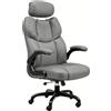 naspaluro Sedia da Ufficio Ergonomica con Braccioli Ribaltabili, Poltrona Ufficio con Schienale Alto 83 cm, Poltrona Direzionale Regolabile in Altezza, PU, Grigia Antracite