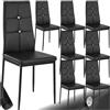 tectake® Set 8 Sedie Sala da Pranzo Imbottite, Sedie Cucina in Similpelle, Gambe in Acciaio, Sedie Soggiorno dal Design Elegante con Strass, Sedie da Pranzo Moderne Antiscivolo - Nero