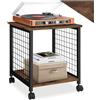 tectake® Tavolino Salotto 40x40x48cm, Tavolino da Salotto 2 Ripiani, 4 Ruote, Mobile Soggiorno Ideale per Giradischi, Vinili, Libri, Arredamento Casa e Ufficio, Stile Industriale - Legno Scuro