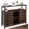 tectake® Credenza Cucina 100x37x82cm, Mobile Cucina, Dispensa Salvaspazio Armadio 2 ante, 2 Ripiani, Mensole Regolabili per Piatti e Pentole, Soggiorno, Sala da pranzo - Legno Industriale Scuro