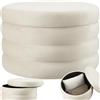 tectake® Sgabello Imbottito, Sgabello Contenitore, Stile Scandinavo, Sgabello Camera da Letto, Contenitore Rotondo, Pouf Sgabello da Salotto - Effetto Velluto Crema/Bianco, Ø 67 x 42 cm