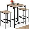 tectake® Set Tavolo e Sgabelli Cucina 60 x 60 x 91 cm, 1 Tavolo da Pranzo e 2 Sgabelli Alti, Tavola e Sedie Sala da Pranzo Stile Industriale, Ideale Ufficio, Casa e Cucina - Legno Industriale Chiaro