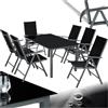 tectake® Set Mobili da Giardino in Alluminio, 6 Sedie Pieghevoli e Reclinabili, Tavolo 150x90 cm con Piano in Vetro di Sicurezza, Set Mobili da Esterno, Design Elegante - Grigio Scuro