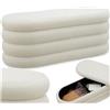 tectake® Panca Contenitore Imbottita, 2 Grandi Scomparti di Stivaggio, Rivestimento Bouclé, Pouf Letto Stile Scandinavo, Camera da Letto, Salotto - Bouclé Crema/Bianco, 110 x 45 x 42 cm
