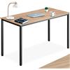 tectake® Scrivania 120 x 60 x 75,5 cm, Scrivania Gaming per Casa e Ufficio, Banco da Lavoro Ideale Computer Portatile o Computer Fisso con Monitor, Mobile Soggiorno Stile Industriale - Legno Chiaro