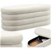 tectake® Panca Contenitore Imbottita, 2 Grandi Scomparti di Stivaggio, Rivestimento In Velluto, Pouf Letto Stile Scandinavo, Camera da Letto, Salotto - Effetto Velluto Crema/Bianco, 110 x 45 x 42 cm