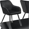 tectake® Sedie da Pranzo Effetto Velluto Trapuntato, Elegante, Imbottitura Schiuma Alta Densità, Gambe in Acciaio, Montaggio Semplice - Nero/Nero, 1 Sedia