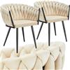 tectake® Set di 2 Sedie da Pranzo con Braccioli, Sedie Soggiorno in Velluto Extra Fine, Design Elegante a Nodo, Poltrone Velluto con Morbida Imbottitura, Sedie per Sala da Pranzo Versatili - Sabbia
